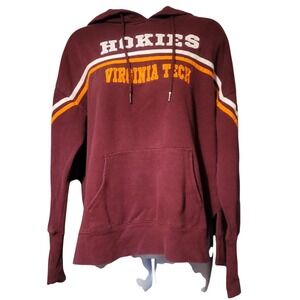 Hokies Virginia‎ Tech VT Womens Lg Embroidered Hoodie Burgundy Stripe